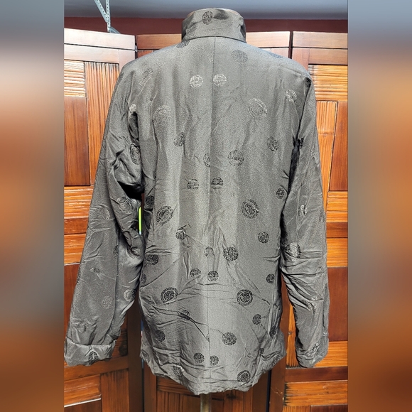 Woman's Vintage Double Horse Black Silk Button-Up Jacket Size M - Picture 4 of 10